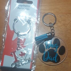 Lot 2 Keychains I Love Canada And Dog Dad